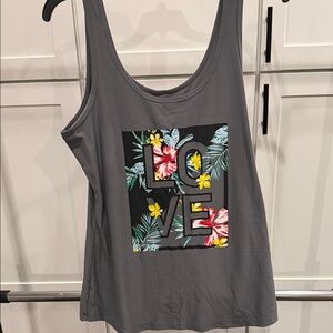 No Boundaries Gray Floral Graphic Tank Top